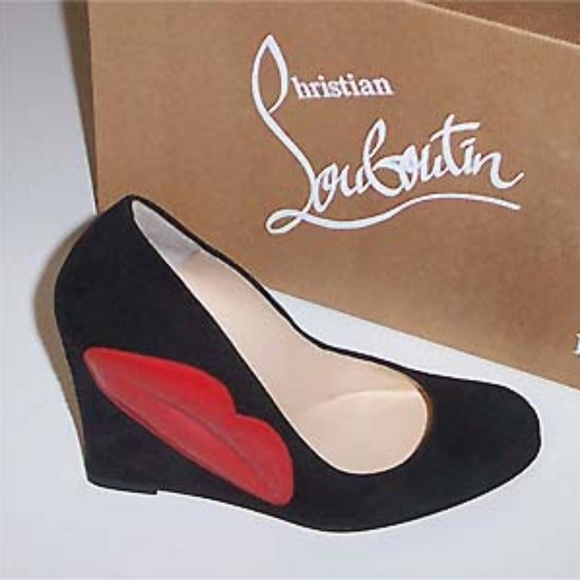 Christian Louboutin Shoes - CHRISTIAN LOUBOUTIN Kiss Me blk/red lip wedge 35.5